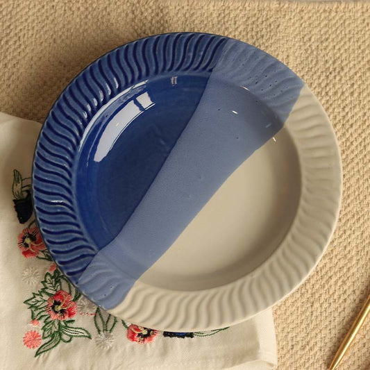 Elegante Blue Bird Ceramic Deep Pasta Plate | 9 inches