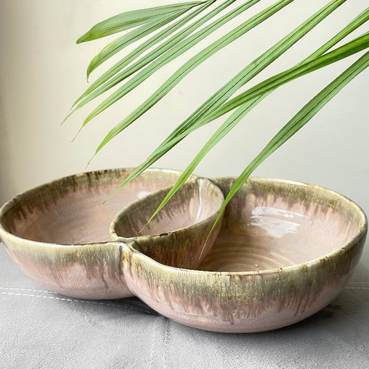 Aster Pink 2 in 1 Ceramic Bowl | 12 x 7.5 x 3 inches