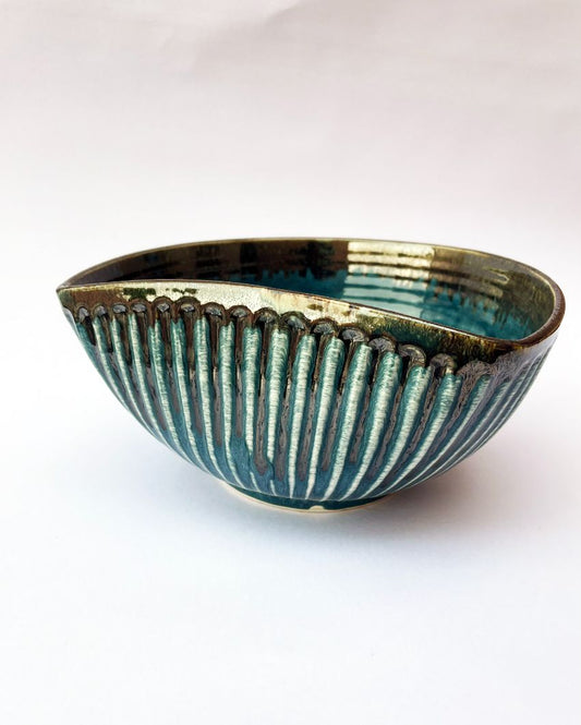 Teal Rectangular Ceramic Serving Bowl