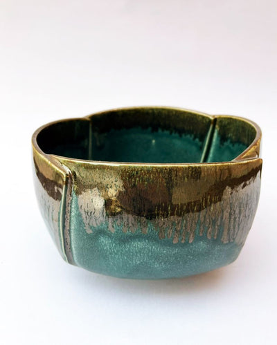 Teal Round Ceramic Serving Bowl