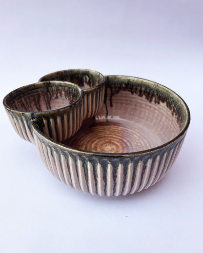 Roseate Double Dip Ceramic Serving Bowl