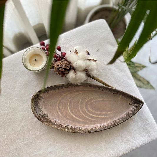 Pink Almond Ceramic Serving Platter | 12 x 6 Inch Default Title