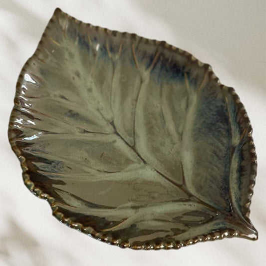 Olive Leaf Ceramic Serving Platter | 9 x 8 Inch Default Title
