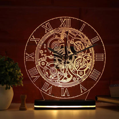 Mechanical Clock Lamp With Rechargeable Battery | 7.9 x 9.1 inches