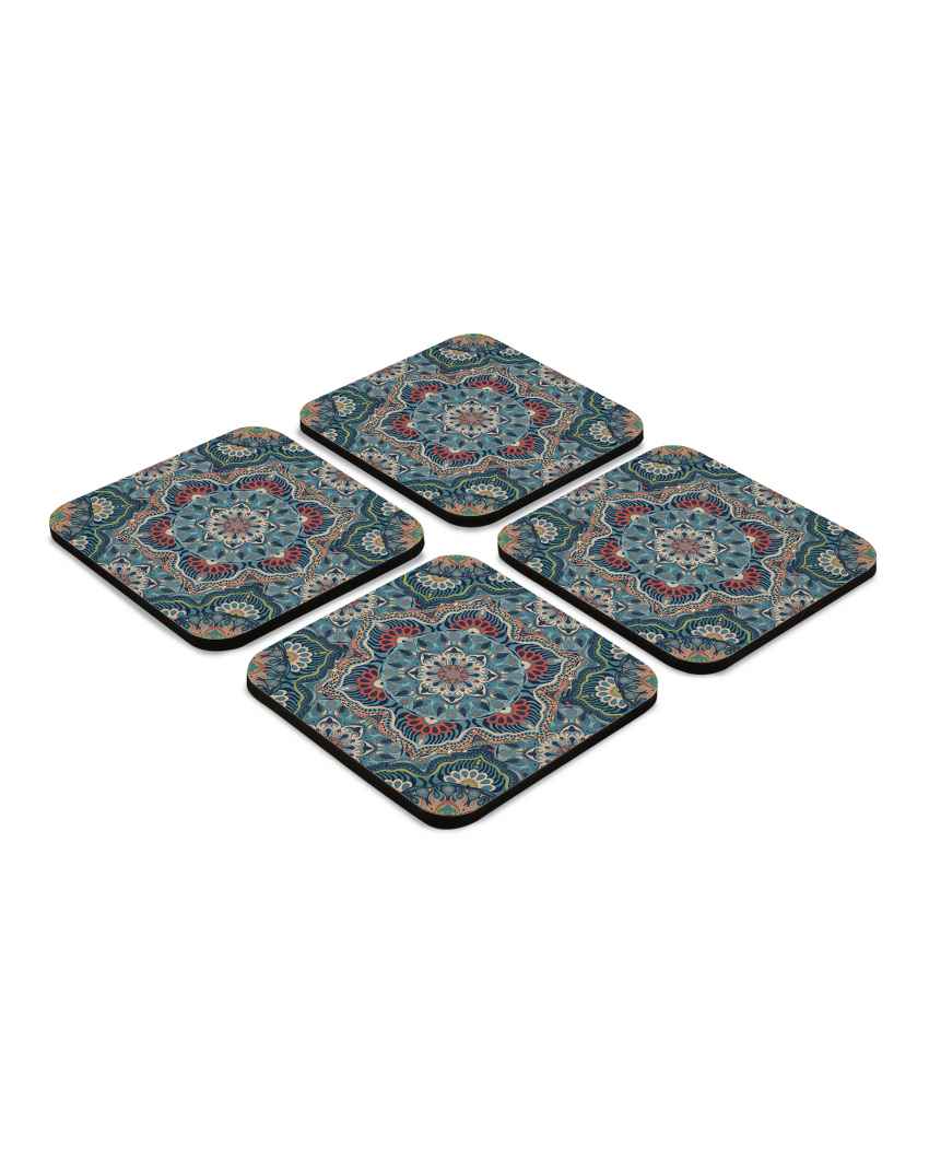 Artistic Wooden Sheesha Coasters With Gift Box | Set of 4 | 4 x 4 inches