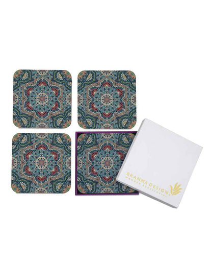 Artistic Wooden Sheesha Coasters With Gift Box | Set of 4 | 4 x 4 inches