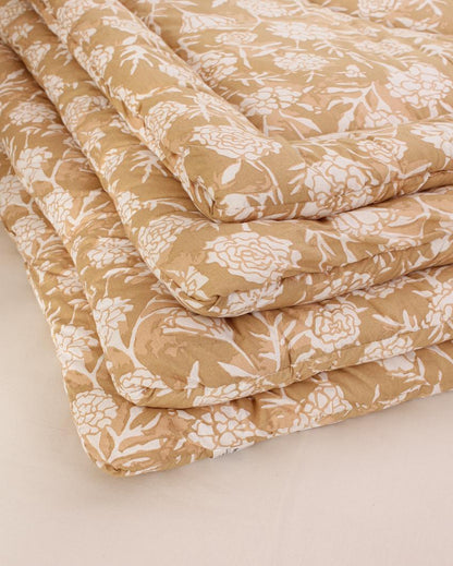 Beige Genda Phool Cotton Comforter | Single Size | 60 x 90 inches