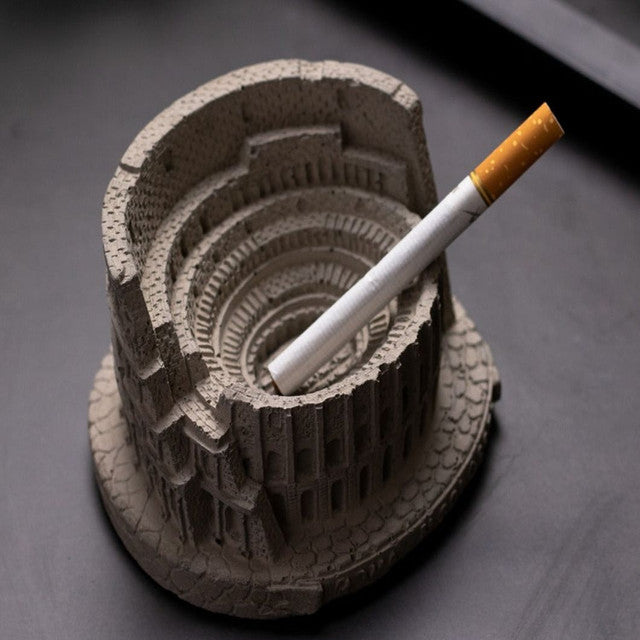 Classic Sturdy Shape Colosseum Concrete Ashtray | 4 x 3 x 4 inches