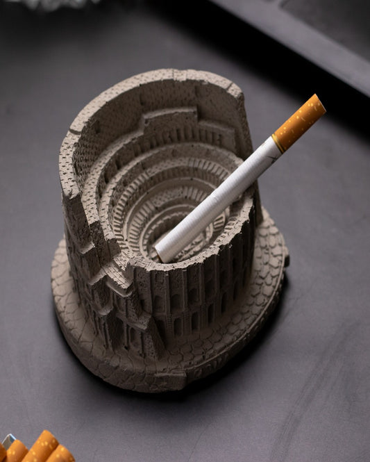 Classic Sturdy Shape Colosseum Concrete Ashtray | 4 x 3 x 4 inches