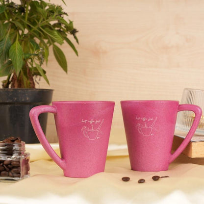 But Coffee First | Pine Wood Mugs With Coaster Pink