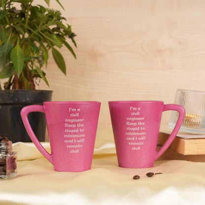 Attractive Civil Engineer Quote Pine Wood Mugs With Coaster Set Pink