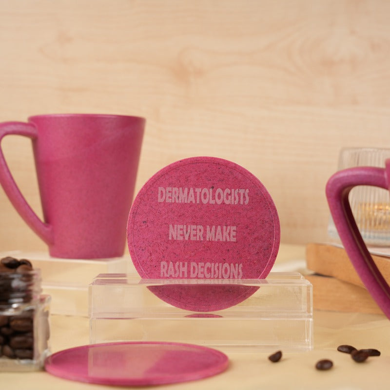 Crafty Dermatologist Pine Wood Mugs With Coaster Set Pink