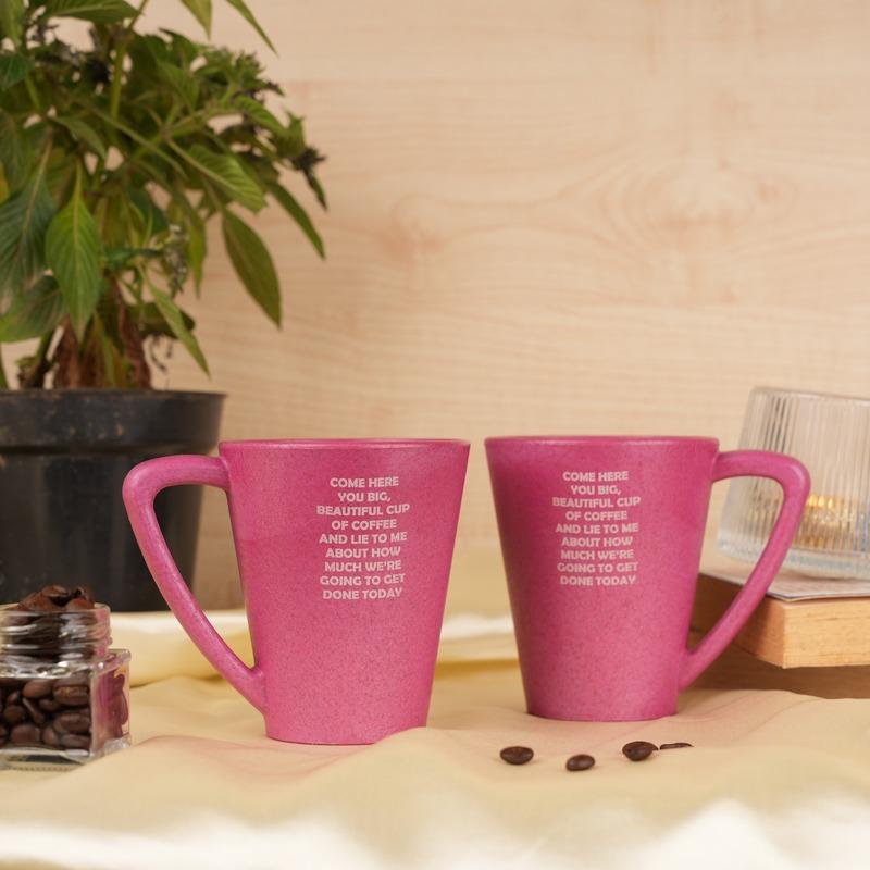 Lie To Me Quotes Pine Wood Coffee Mugs With Coaster Set Pink