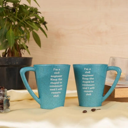 Attractive Civil Engineer Quote Pine Wood Mugs With Coaster Set Iceberg Blue