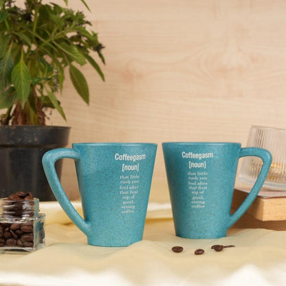 Coffeegasm Pine Wood Coffee Mugs With Coaster Set Iceberg Blue