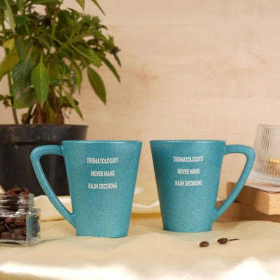 Crafty Dermatologist Pine Wood Mugs With Coaster Set Iceberg Blue