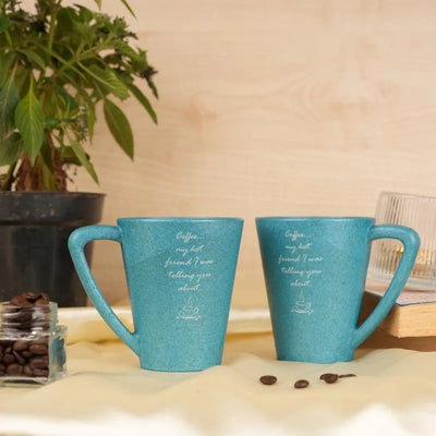 My Hot Friend Pine Wood Coffee Mug With Coaster Set Iceberg Blue