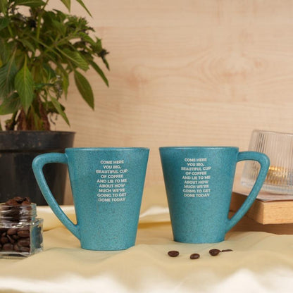 Lie To Me Quotes Pine Wood Coffee Mugs With Coaster Set Iceberg Blue