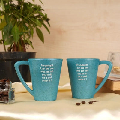 Poetic Proctologist Pine Wood Mugs With Coaster Set Iceberg Blue