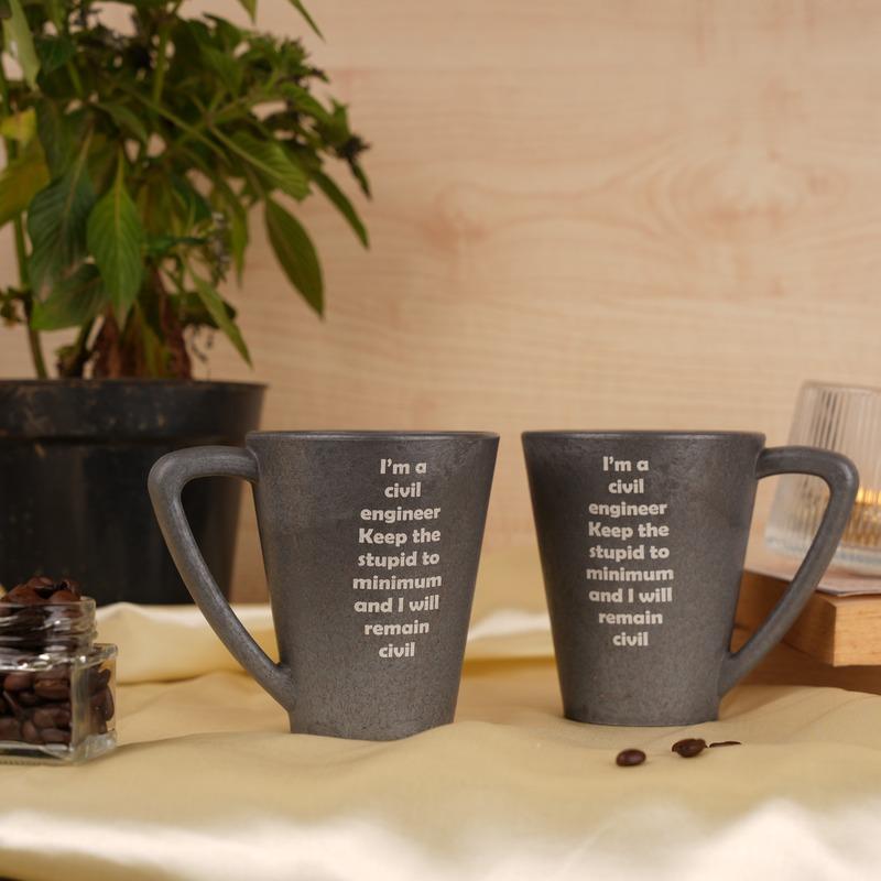 Attractive Civil Engineer Quote Pine Wood Mugs With Coaster Set Stone Black