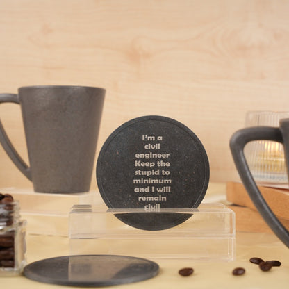 Attractive Civil Engineer Quote Pine Wood Mugs With Coaster Set Stone Black