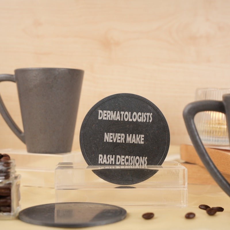 Crafty Dermatologist Pine Wood Mugs With Coaster Set Stone Black
