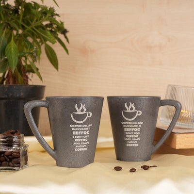 Eefoc Pine Wood Coffee Mugs With Coaster Set Stone Black