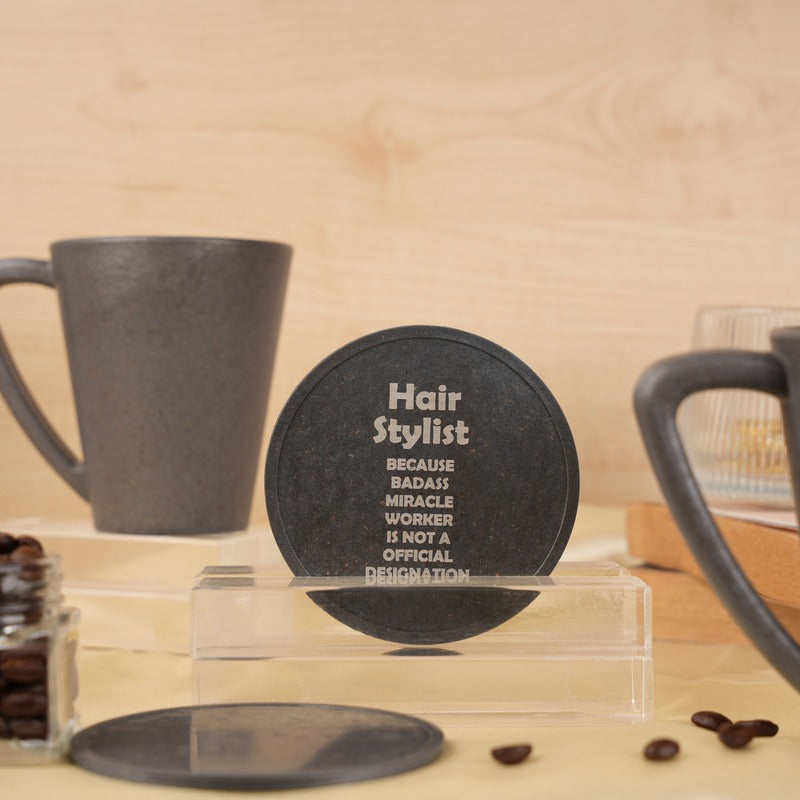 Hairstylist Quotes Coffee Mugs With Coaster Set Stone Black
