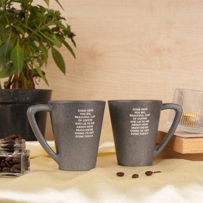Lie To Me Quotes Pine Wood Coffee Mugs With Coaster Set Stone Black