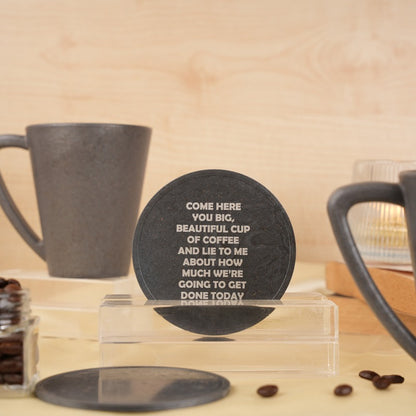 Lie To Me Quotes Pine Wood Coffee Mugs With Coaster Set Stone Black