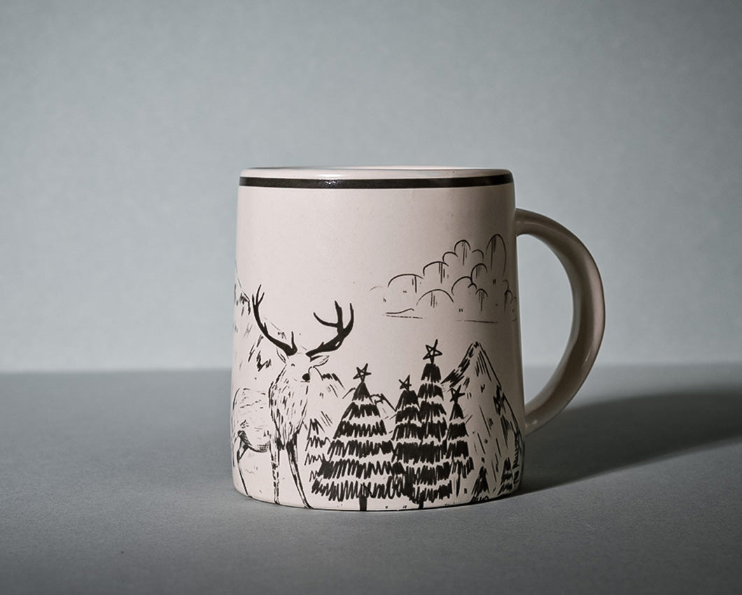 Winter Reindeer Ceramic Coffee Mug | 260 ml | 4 x 3 inches