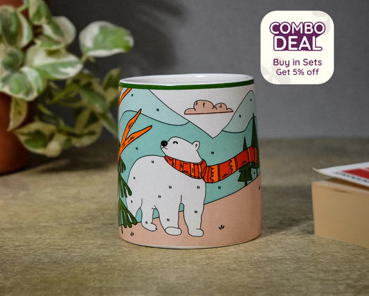 Polar Bear In His Red Muffler Cermaic Coffe Mug | 260 ml | 4 x 3 inches