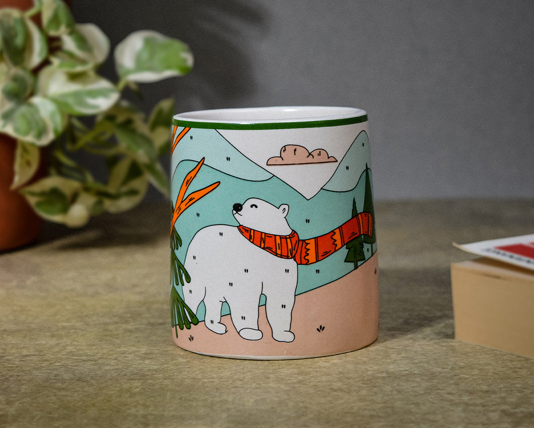 Polar Bear In His Red Muffler Cermaic Coffe Mug | 260 ml | 4 x 3 inches