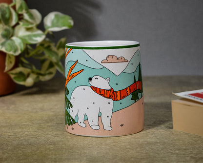 Polar Bear In His Red Muffler Cermaic Coffe Mug | 260 ml | 4 x 3 inches