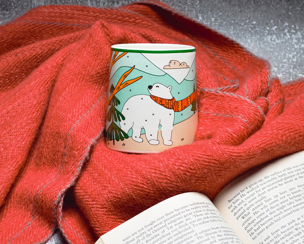 Polar Bear In His Red Muffler Cermaic Coffe Mug | 260 ml | 4 x 3 inches