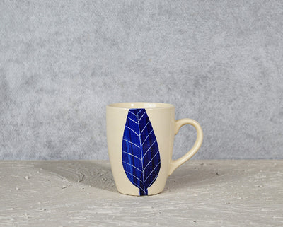 Blue Leaf Ceramic Coffee Mug | 260 ml