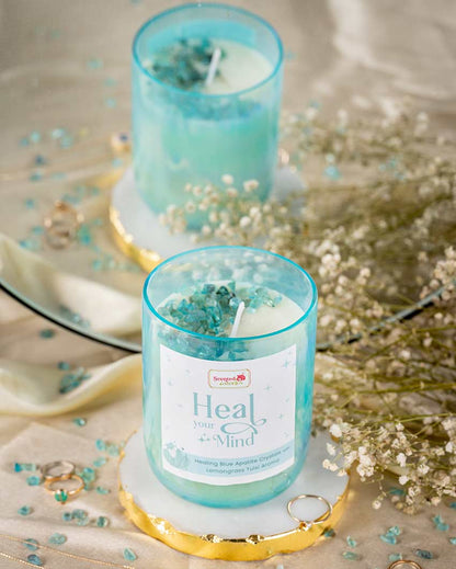 Heal Your Mind Crystal Candle Clarity with Aromatherapy and Crystals | 22.86 x 20.32 cm / 9 x 8 inches