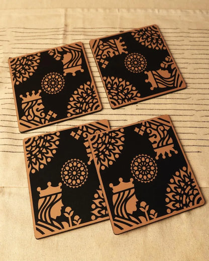 Gold King Queen Big MDF Trivets | Set of 4