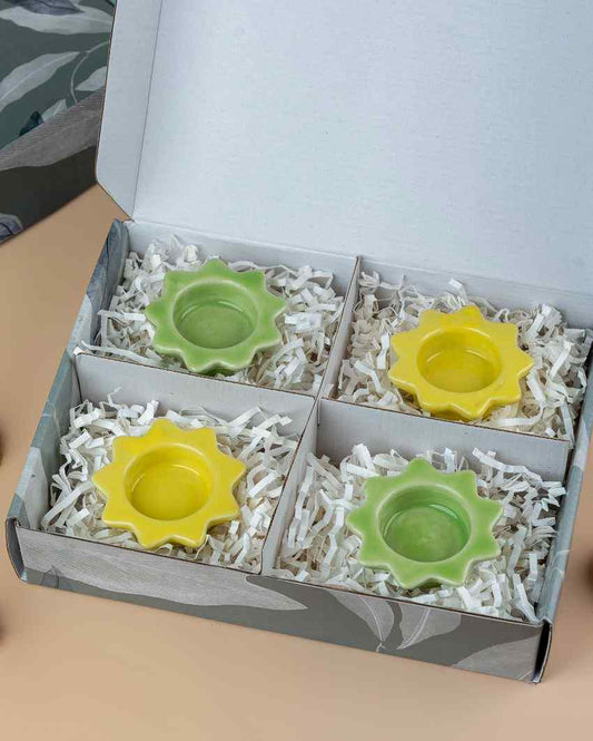 Multicolor Star Ceramic Tealight Holders | Set of 4