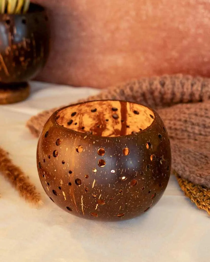 Gleeful Coconut Shell Tealight Holders | Set of 2