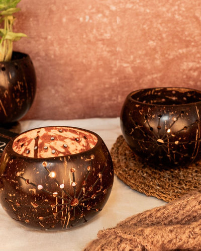 Coco Coconut Shell Tealight Holders- Starlight | Set of 2