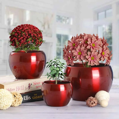 Sunshine Elegant Metallic Finished Table Top Planters | Set of 3 - Dusaan