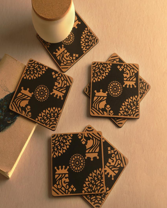 Gold King Queen MDF Coasters | Set of 6