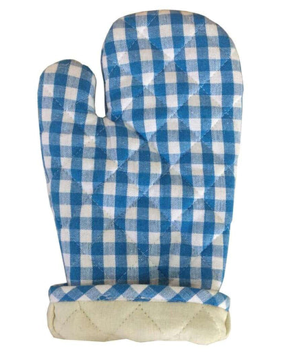 Small Checks Cotton 2 Oven Gloves and 1 Pot Holder