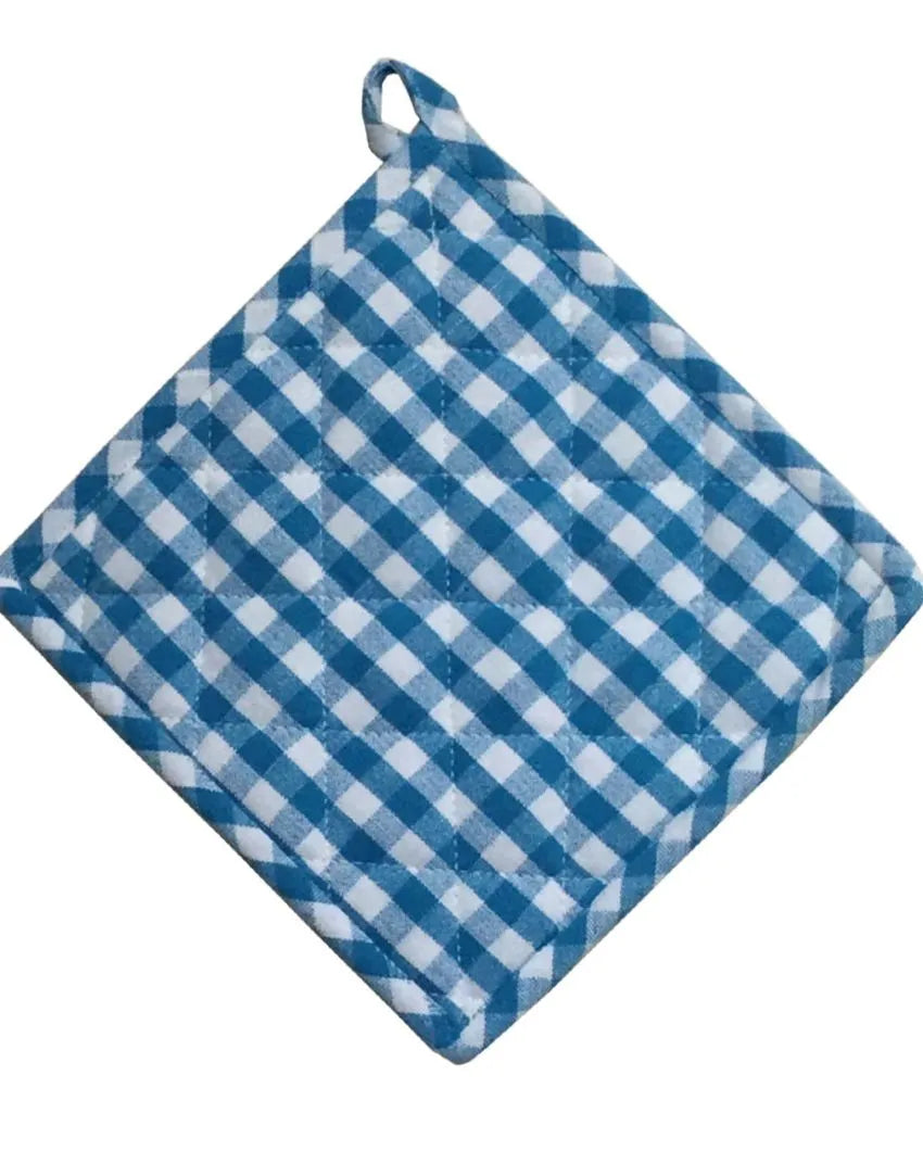 Small Checks Cotton 2 Oven Gloves and 1 Pot Holder