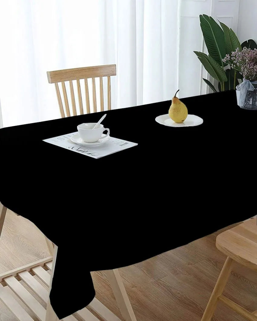 Posh Plain 6 Seater Cotton Table Cover | 60X70 inches Black