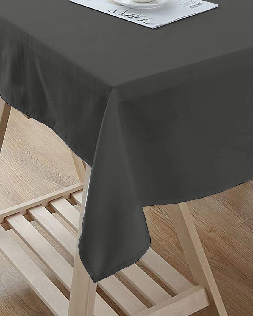 Posh Plain 6 Seater Cotton Table Cover | 60X70 inches Grey