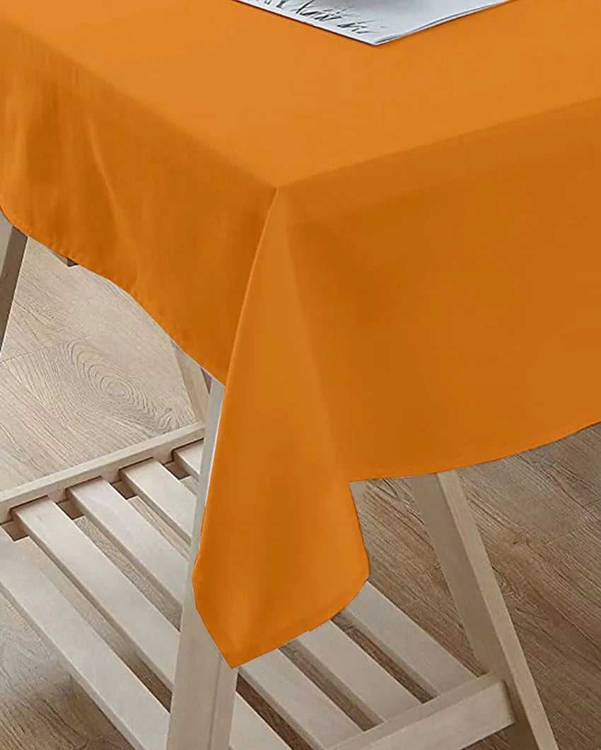 Posh Plain 6 Seater Cotton Table Cover | 60X70 inches Orange