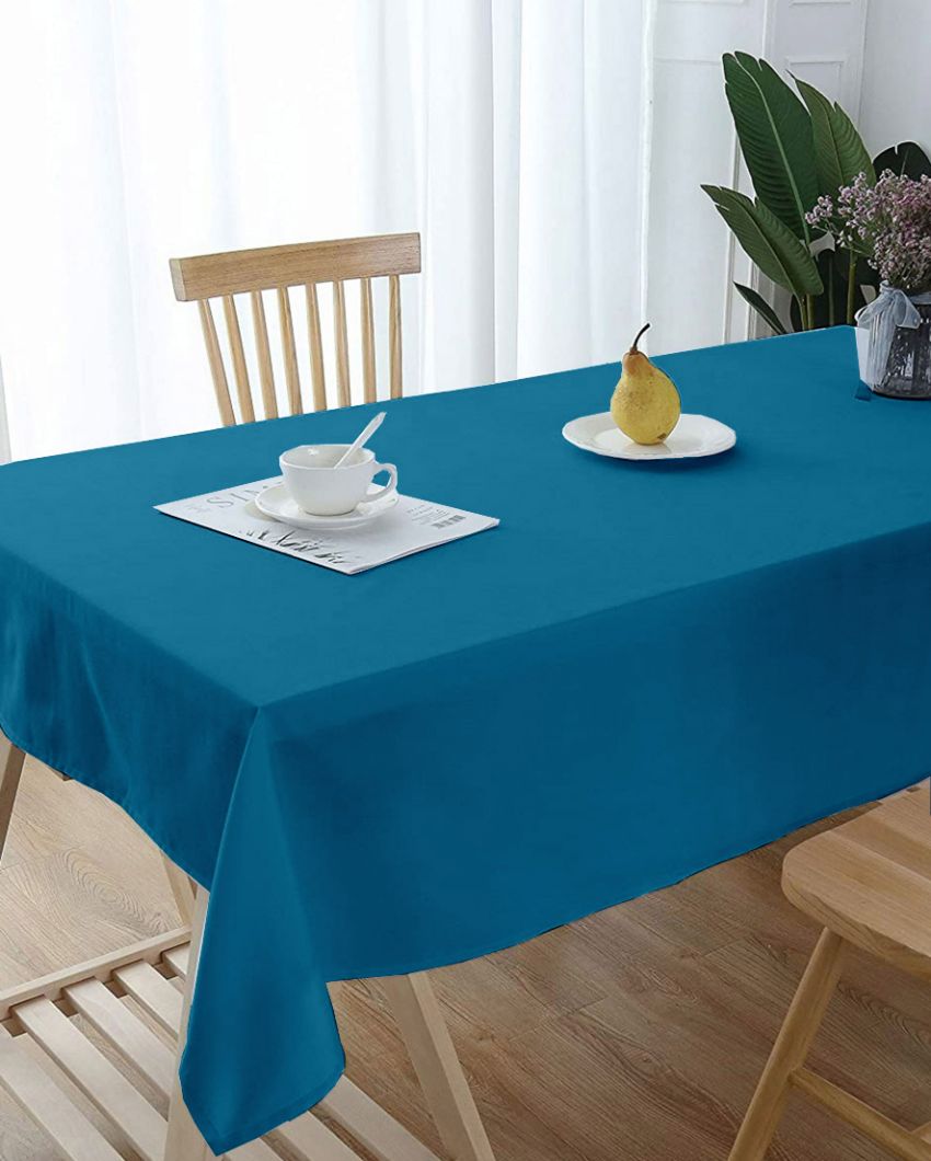 Ritzy Plain 6 Seater Table Cover | 60X70 inches Teal Blue