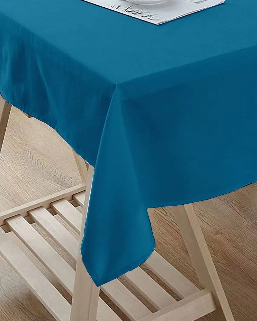 Ritzy Plain 6 Seater Table Cover | 60X70 inches Teal Blue